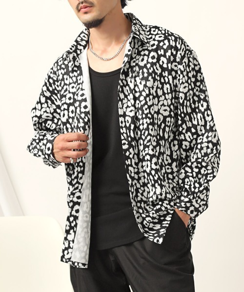 LUXSTYLE(ラグスタイル)の「総柄プリント長袖シャツ(シャツ/ブラウス・メンズ・ブルー系その他/ブラック系その他/ブラック系その他2/ホワイト系その他2・M/L)」の1枚目の写真