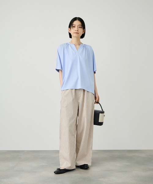 Mac-House(マックハウス)の「Idnes ヒッコリーワイドパンツ(その他パンツ・レディース・ブラック系その他/ブルー系その他/アイボリー・M/L)」の4枚目の写真