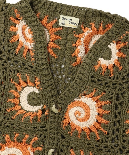MacMahon Knitting Mills(マクマホン ニッティング ミルズ)の「MacMahon Knitting Mills Moon Sun Cardigan マクマホンニッティングミルズ ムーンアンドサンカーディガン(カーディガン/ボレロ・メンズ・オリーブ・FREE)」の3枚目の写真
