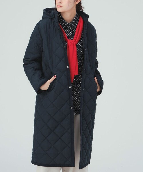 BEAMS HEART（ビームスハート）の「フード キルティング コート（その他アウター・レディース・オリーブ/ベージュ/ネイビー・MEDIUM/LARGE/SMALL）」の7枚目の写真