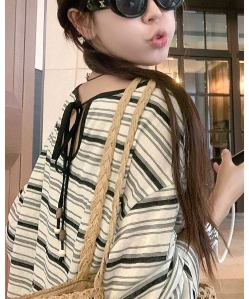 CHEER（チアー）の「薄手マルチボーダー ロングスリーブTシャツ（Tシャツ/カットソー・レディース・アイボリー・FREE）」の3枚目の写真