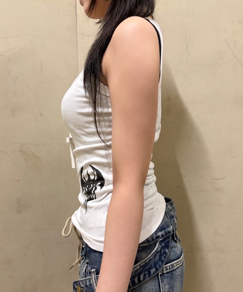 Never mind the XU（ネバーマインドザエックスユー）の「【Never mind the XU】slim fit studs sleeveless / 【ネバーマインド ザ エックスユー】スリムフィットスタッズタンクトップ（タンクトップ・レディース・ブラック/ホワイト・S）」の18枚目の写真