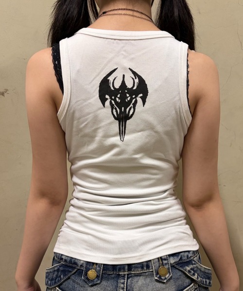 Never mind the XU（ネバーマインドザエックスユー）の「【Never mind the XU】slim fit studs sleeveless / 【ネバーマインド ザ エックスユー】スリムフィットスタッズタンクトップ（タンクトップ・レディース・ブラック/ホワイト・S）」の19枚目の写真