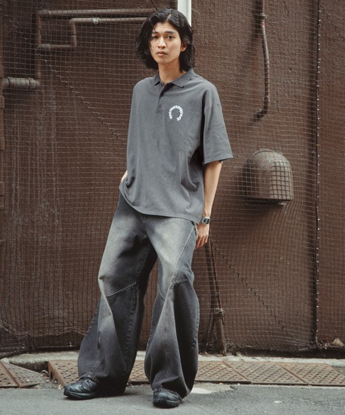 RAGEBLUE(レイジブルー)の「Pigment Circle Logo Polo Shirt/ピグメント加工サークルロゴポロシャツ(ポロシャツ・メンズ・レッド/ライトグレー/グレー・LARGE/MEDIUM)」の7枚目の写真