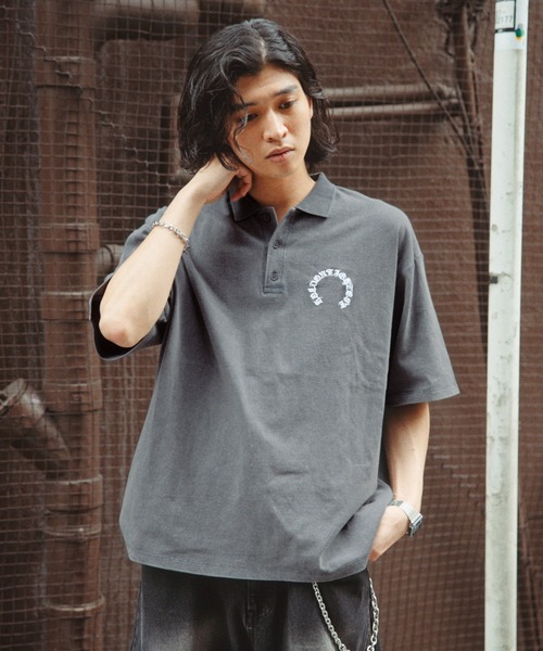 RAGEBLUE(レイジブルー)の「Pigment Circle Logo Polo Shirt/ピグメント加工サークルロゴポロシャツ(ポロシャツ・メンズ・レッド/ライトグレー/グレー・LARGE/MEDIUM)」の8枚目の写真