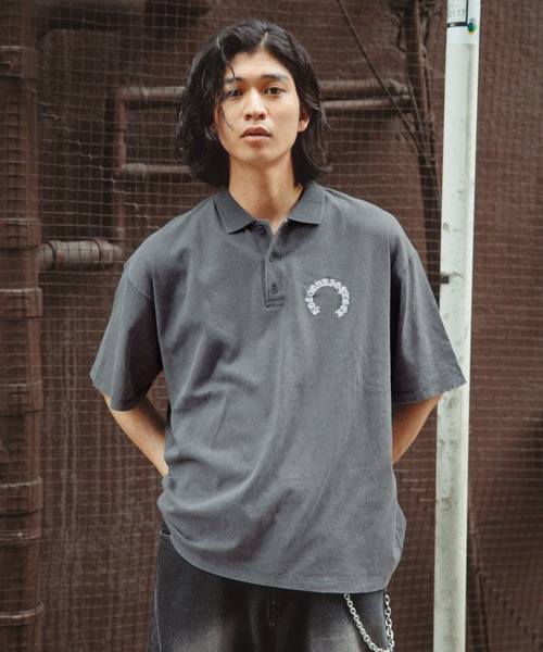 RAGEBLUE(レイジブルー)の「Pigment Circle Logo Polo Shirt/ピグメント加工サークルロゴポロシャツ(ポロシャツ・メンズ・レッド/ライトグレー/グレー・LARGE/MEDIUM)」の9枚目の写真