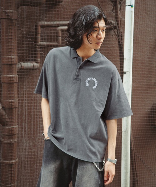 RAGEBLUE(レイジブルー)の「Pigment Circle Logo Polo Shirt/ピグメント加工サークルロゴポロシャツ(ポロシャツ・メンズ・レッド/ライトグレー/グレー・LARGE/MEDIUM)」の11枚目の写真