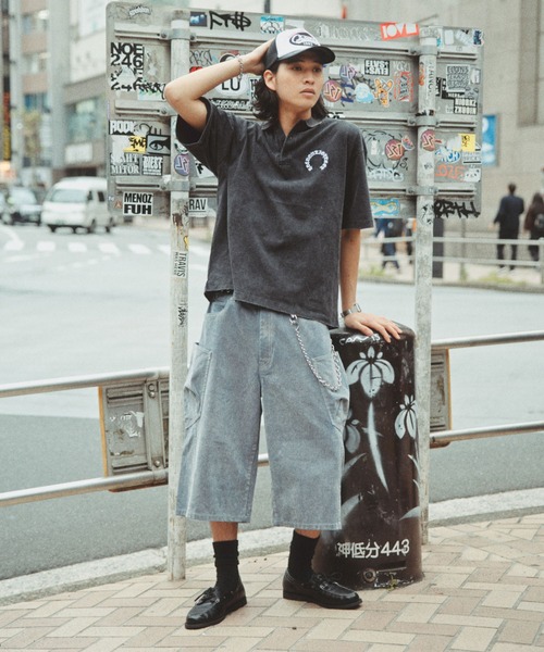 RAGEBLUE(レイジブルー)の「Pigment Circle Logo Polo Shirt/ピグメント加工サークルロゴポロシャツ(ポロシャツ・メンズ・レッド/ライトグレー/グレー・LARGE/MEDIUM)」の14枚目の写真