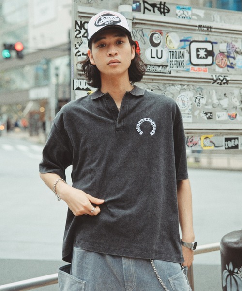 RAGEBLUE(レイジブルー)の「Pigment Circle Logo Polo Shirt/ピグメント加工サークルロゴポロシャツ(ポロシャツ・メンズ・レッド/ライトグレー/グレー・LARGE/MEDIUM)」の18枚目の写真