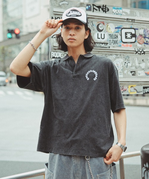RAGEBLUE(レイジブルー)の「Pigment Circle Logo Polo Shirt/ピグメント加工サークルロゴポロシャツ(ポロシャツ・メンズ・レッド/ライトグレー/グレー・LARGE/MEDIUM)」の19枚目の写真