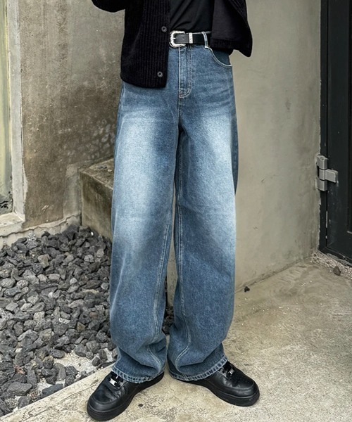 NOWLE(ノウル)の「【NOWLE】ヴィンテージライク ルーズフィットデニム / 90s バギーシルエット パンツ(デニムパンツ・メンズ・インディゴブルー・MEDIUM/LARGE/X-LARGE/SMALL)」の1枚目の写真