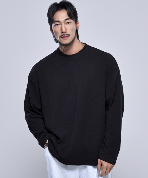 PHYSICAL GARMENTS（フィジカルガーメンツ）の「P2598 モーダルスパン オーバーサイズ 長袖Tシャツ [4COLOR]（Tシャツ/カットソー・メンズ・ホワイト/ブラック/カーキ/チャコール・MEDIUM/LARGE/X-LARGE/XX-LARGE）」の5枚目の写真