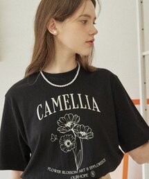 カメリアTシャツ - ブラック