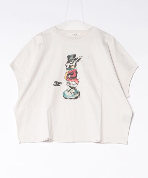 H.A.K(ハク)の「H.A.K×ナタリー・レテ スワイー天竺「MISTER RABBiT」ドルマンTシャツ(Tシャツ/カットソー・レディース・チャコール/オフホワイト・FREE)」の6枚目の写真