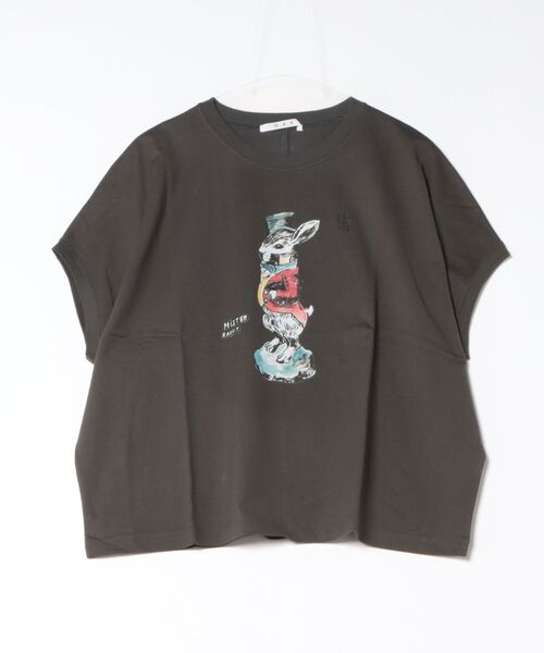 H.A.K(ハク)の「H.A.K×ナタリー・レテ スワイー天竺「MISTER RABBiT」ドルマンTシャツ(Tシャツ/カットソー・レディース・チャコール/オフホワイト・FREE)」の4枚目の写真