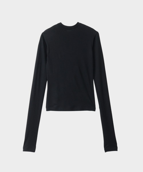 CINOH(チノ)の「SUPER160S WOOL JERSEY CREW NECK LONG SLEEVE(Tシャツ/カットソー・レディース・ブラック/サックスブルー・38)」の6枚目の写真