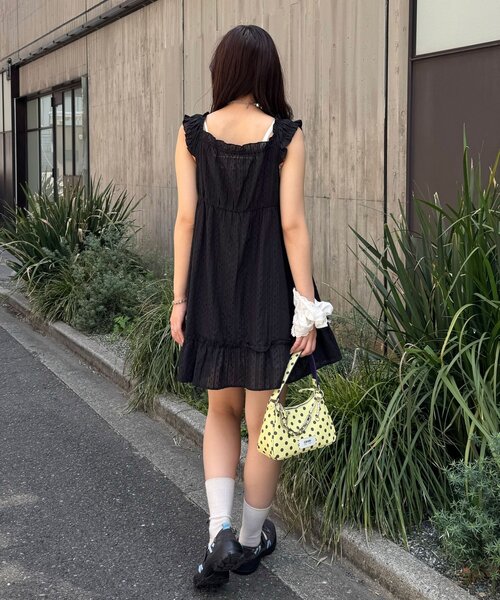 CIAOPANIC(チャオパニック)の「ウッドボタンドビーシャーリングキャミチュニックワンピース(チュニック・レディース・ブラック/ホワイト/イエロー・ONE SIZE)」の20枚目の写真