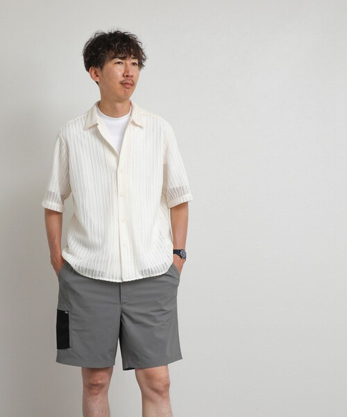 NOLLEY’S(ノーリーズ)の「レースワンナップカラー 半袖ニットシャツ 26SS(シャツ/ブラウス・メンズ・ホワイト系その他/アイボリー・L/M)」の5枚目の写真