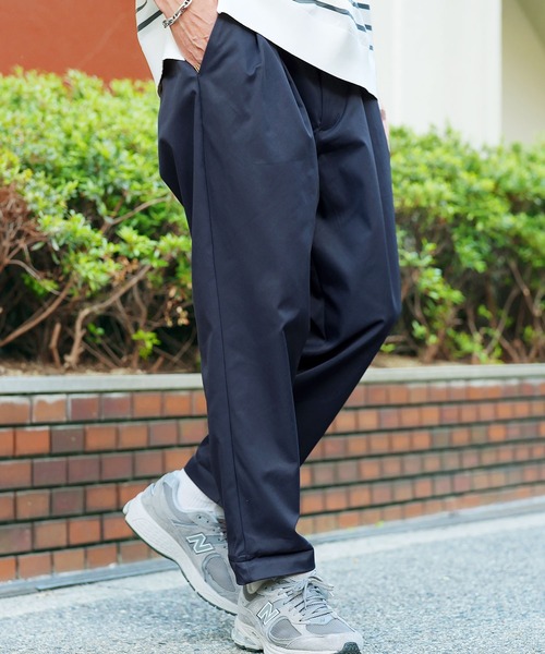 セール】2タック ワイドシルエット テーパード チノパン（チノパンツ