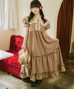 セール】【GANNI / ガニー】Woollen Check Mini Dress：ミニワンピース