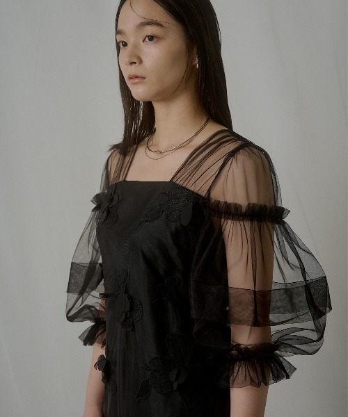 LE'RURE(リルアー)の「Flower motif puffsleeve dress(ドレス・レディース・グレー/ブラック・M-Long/MEDIUM/SMALL)」の20枚目の写真
