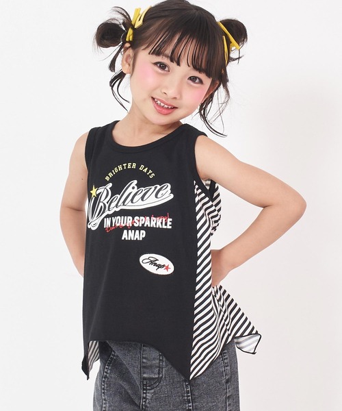 ANAP kids（アナップキッズ）の「イレヘム柄 タンクトップ（タンクトップ・キッズ・ブラック/ライトブルー・130/120）」の2枚目の写真