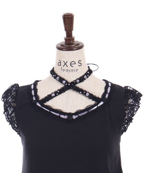 axes femme（アクシーズファム）の「ローズストラップロングタンク（タンクトップ・レディース・ブラック/ホワイト・FREE）」の17枚目の写真