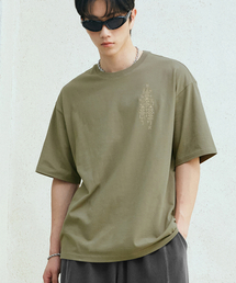 サンシャイン刺繍半袖Tシャツオリーブ