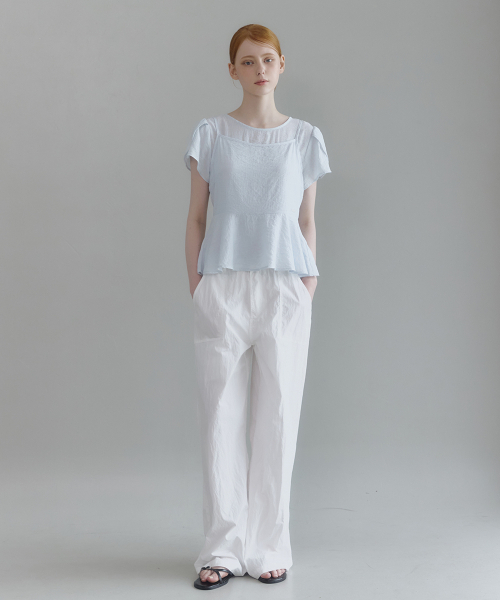 MICANE(ミケーネ)の「ビュネアペプラムビスチェブラウスセットアップ(シャツ/ブラウス・レディース・ネイビー/スカイブルー/アイボリー・SMALL/MEDIUM/LARGE/X-LARGE/XX-LARGE)」の6枚目の写真