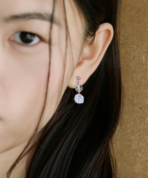 Clear and silver drop earring