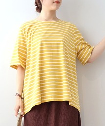 【WEB限定】【LL～6L 大きいサイズ】フレアヘムボーダーTシャツ