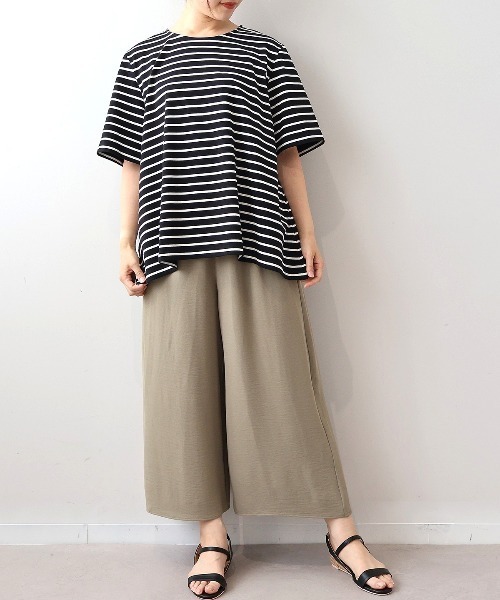 MB mint breeze(エムビーミントブリーズ)の「【WEB限定】【LL~6L 大きいサイズ】フレアヘムボーダーTシャツ(Tシャツ/カットソー・レディース・イエロー/ネイビー/ブラック・4L/6L/LL/3L/5L)」の5枚目の写真