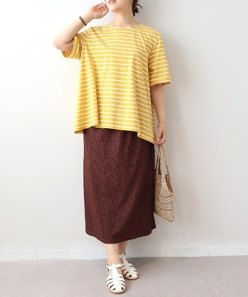 MB mint breeze(エムビーミントブリーズ)の「【WEB限定】【LL~6L 大きいサイズ】フレアヘムボーダーTシャツ(Tシャツ/カットソー・レディース・イエロー/ネイビー/ブラック・4L/6L/LL/3L/5L)」の8枚目の写真