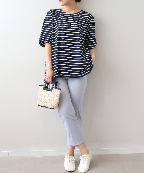 MB mint breeze(エムビーミントブリーズ)の「【WEB限定】【LL~6L 大きいサイズ】フレアヘムボーダーTシャツ(Tシャツ/カットソー・レディース・イエロー/ネイビー/ブラック・4L/6L/LL/3L/5L)」の13枚目の写真