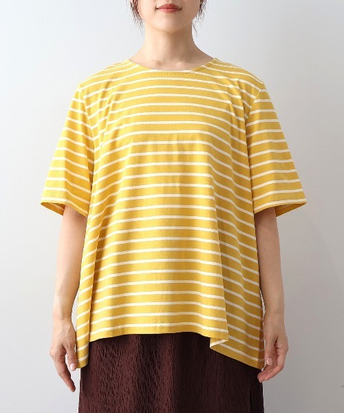 MB mint breeze(エムビーミントブリーズ)の「【WEB限定】【LL~6L 大きいサイズ】フレアヘムボーダーTシャツ(Tシャツ/カットソー・レディース・イエロー/ネイビー/ブラック・4L/6L/LL/3L/5L)」の17枚目の写真