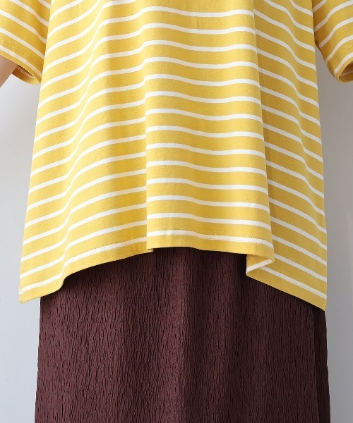 MB mint breeze(エムビーミントブリーズ)の「【WEB限定】【LL~6L 大きいサイズ】フレアヘムボーダーTシャツ(Tシャツ/カットソー・レディース・イエロー/ネイビー/ブラック・4L/6L/LL/3L/5L)」の20枚目の写真