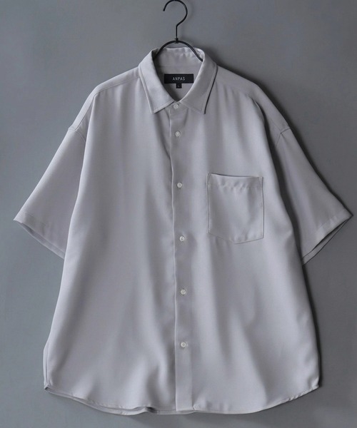 SITRY(シトリー)の「Dress Shirt with Tie/2WAY ネクタイ付き オーバーサイズ 半袖シャツ ドレスシャツ(シャツ/ブラウス・メンズ・ブラック/ベージュ/グレイッシュブルー/ホワイト/ライトグレー・L/M)」の11枚目の写真