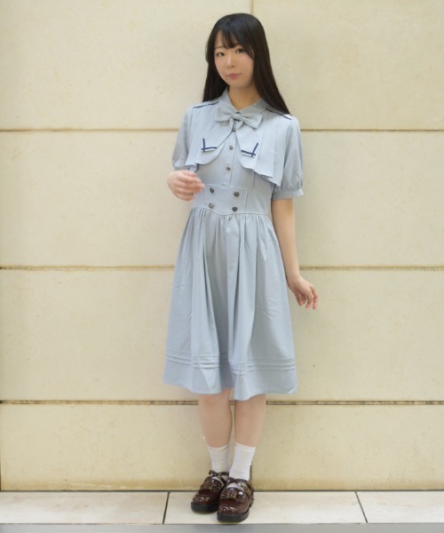 axes femme(アクシーズファム)の「リボンセットフラシOP(ワンピース・レディース・ブラウン/グリーン/サックスブルー・MEDIUM)」の4枚目の写真