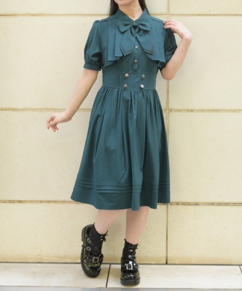 axes femme(アクシーズファム)の「リボンセットフラシOP(ワンピース・レディース・ブラウン/グリーン/サックスブルー・MEDIUM)」の8枚目の写真