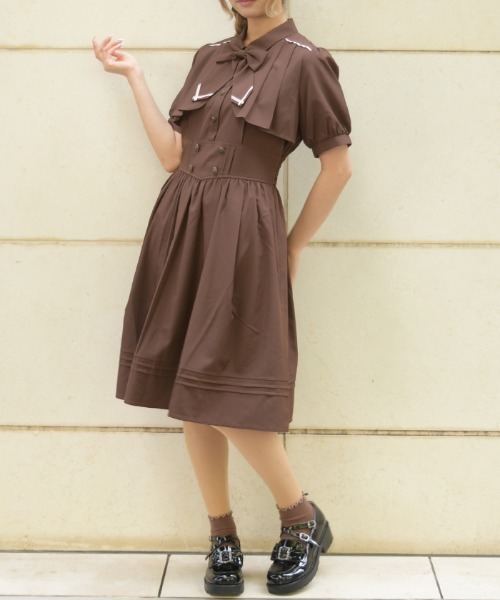 axes femme(アクシーズファム)の「リボンセットフラシOP(ワンピース・レディース・ブラウン/グリーン/サックスブルー・MEDIUM)」の10枚目の写真