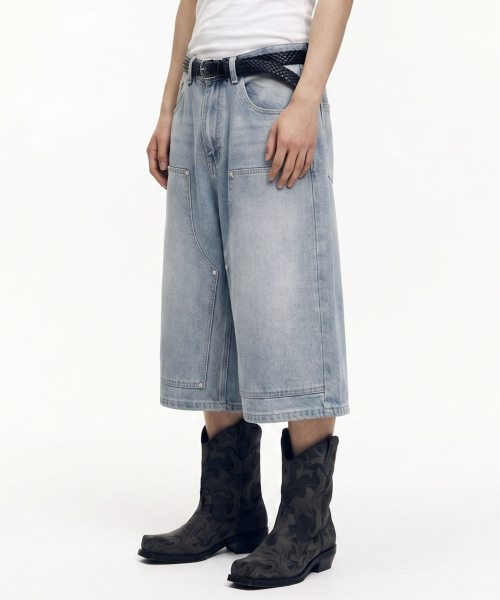 DWSE（ディーダブリューエスイー）の「パネルリベットバミューダパンツ（ライトブルー）（その他パンツ・メンズ・その他・SMALL/MEDIUM/LARGE/X-LARGE）」の3枚目の写真