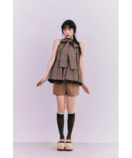 LILY BROWN(リリーブラウン)の「アメスリティアードブラウス(シャツ/ブラウス・レディース・チェック/オフホワイト/ミント/ダークグレー・F)」の8枚目の写真