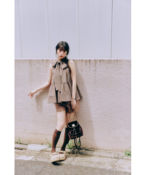 LILY BROWN(リリーブラウン)の「アメスリティアードブラウス(シャツ/ブラウス・レディース・チェック/オフホワイト/ミント/ダークグレー・F)」の7枚目の写真