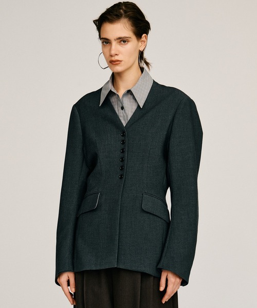 2026Autumn Pre-Order】パデッドショルダーVネックジャケット / Padded