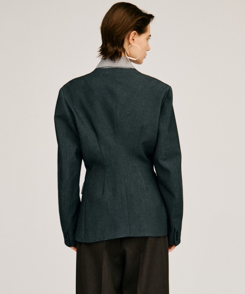 PRANK PROJECT(プランクプロジェクト)の「【2026Autumn Pre-Order】パデッドショルダーVネックジャケット / Padded Shoulder V-Neck Jacket(テーラードジャケット・レディース・チャコールグレー/ブラック・FREE)」の7枚目の写真
