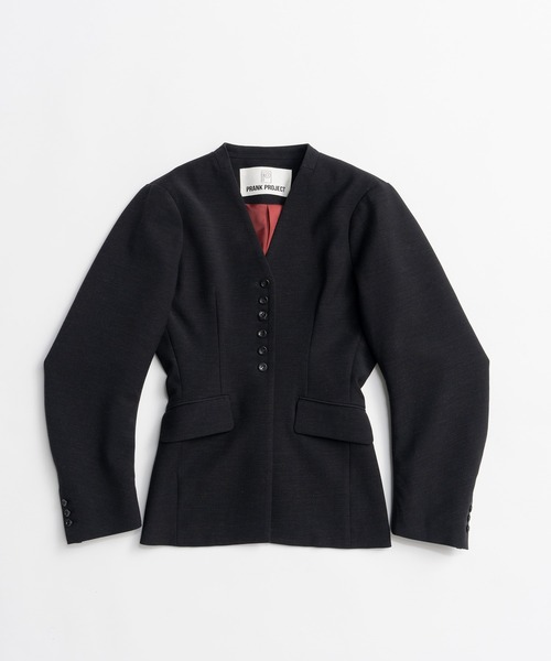 PRANK PROJECT(プランクプロジェクト)の「【2026Autumn Pre-Order】パデッドショルダーVネックジャケット / Padded Shoulder V-Neck Jacket(テーラードジャケット・レディース・チャコールグレー/ブラック・FREE)」の10枚目の写真