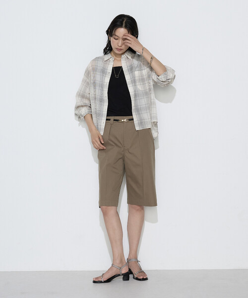 COMME CA(コムサ)の「〔 Sサイズ 〕 モノトーンシアーチェック シャツ(シャツ/ブラウス・レディース・ブラック・5号)」の3枚目の写真
