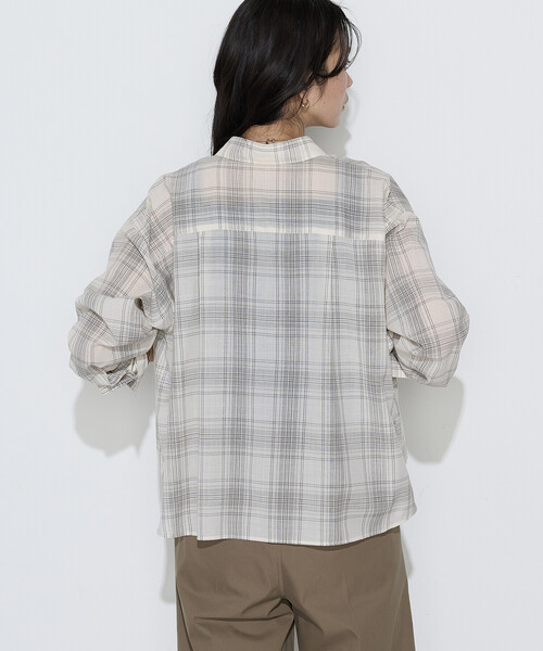COMME CA(コムサ)の「〔 Sサイズ 〕 モノトーンシアーチェック シャツ(シャツ/ブラウス・レディース・ブラック・5号)」の10枚目の写真