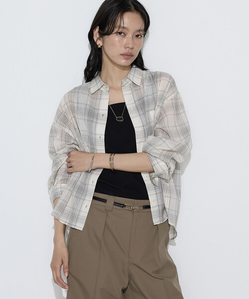 COMME CA(コムサ)の「〔 Sサイズ 〕 モノトーンシアーチェック シャツ(シャツ/ブラウス・レディース・ブラック・5号)」の12枚目の写真