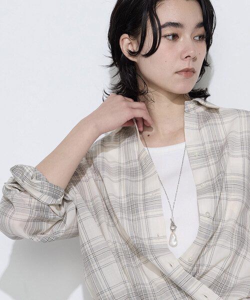 COMME CA(コムサ)の「〔 Sサイズ 〕 モノトーンシアーチェック シャツ(シャツ/ブラウス・レディース・ブラック・5号)」の15枚目の写真
